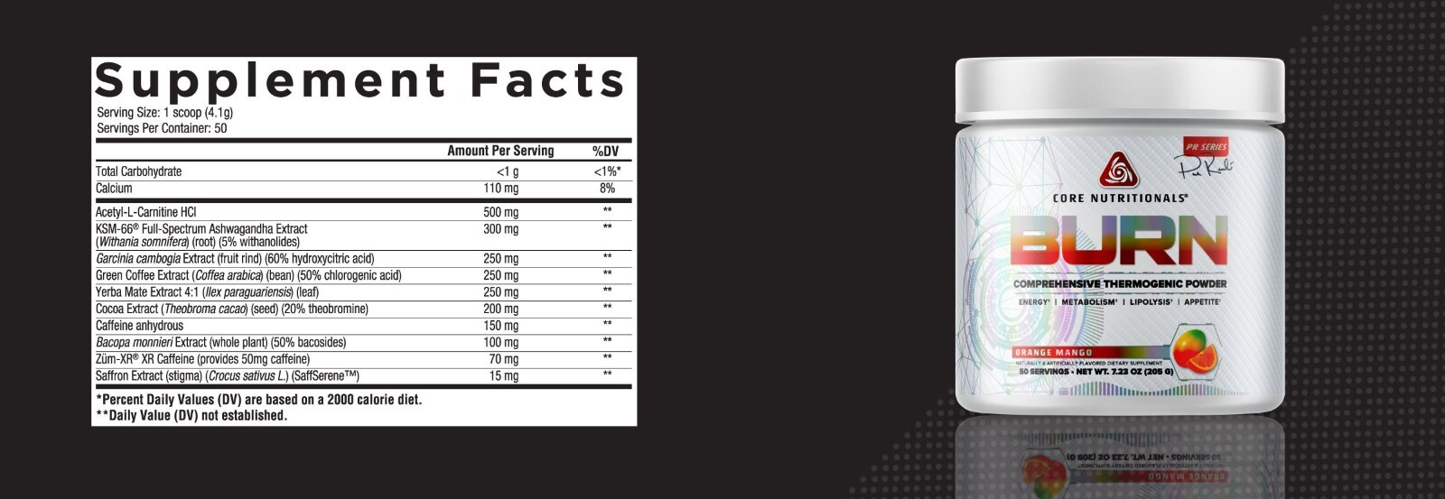 Core Nutritionals Core Burn Comprehensive Thermogenic Fatburner Powder (50) ALL