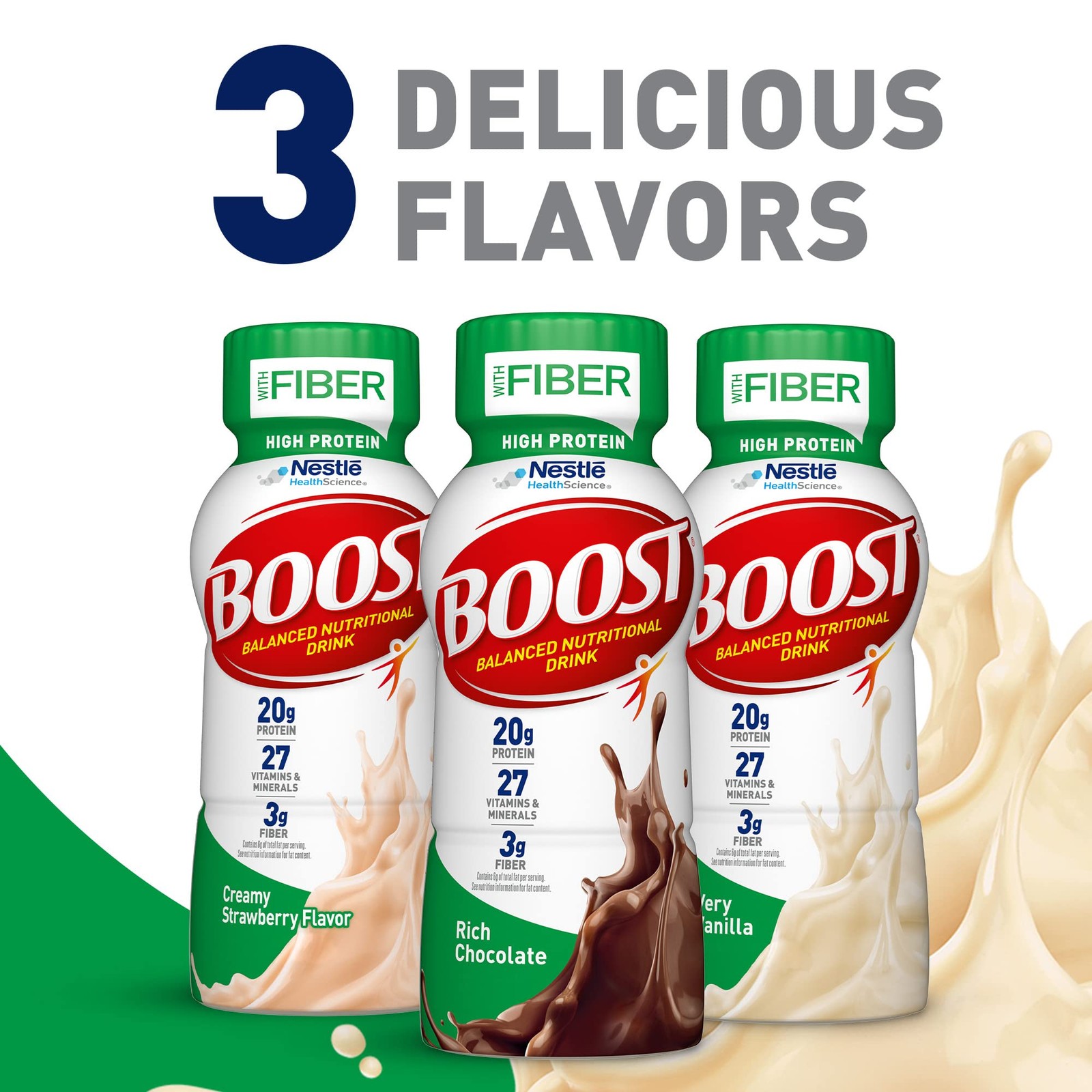 BOOST High Protein with Fiber Complete Nutritional Drink, Very Vanilla, 8 fl …