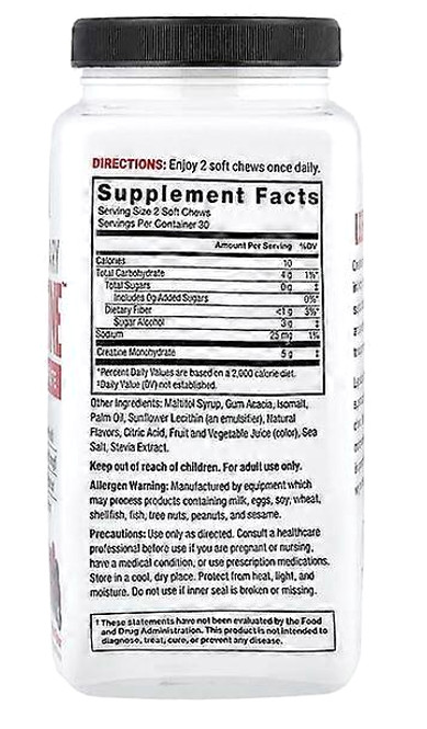Force Factor Legendary 5g Creatine Monohydrate Chews, Berry Blast-60 Soft Chews