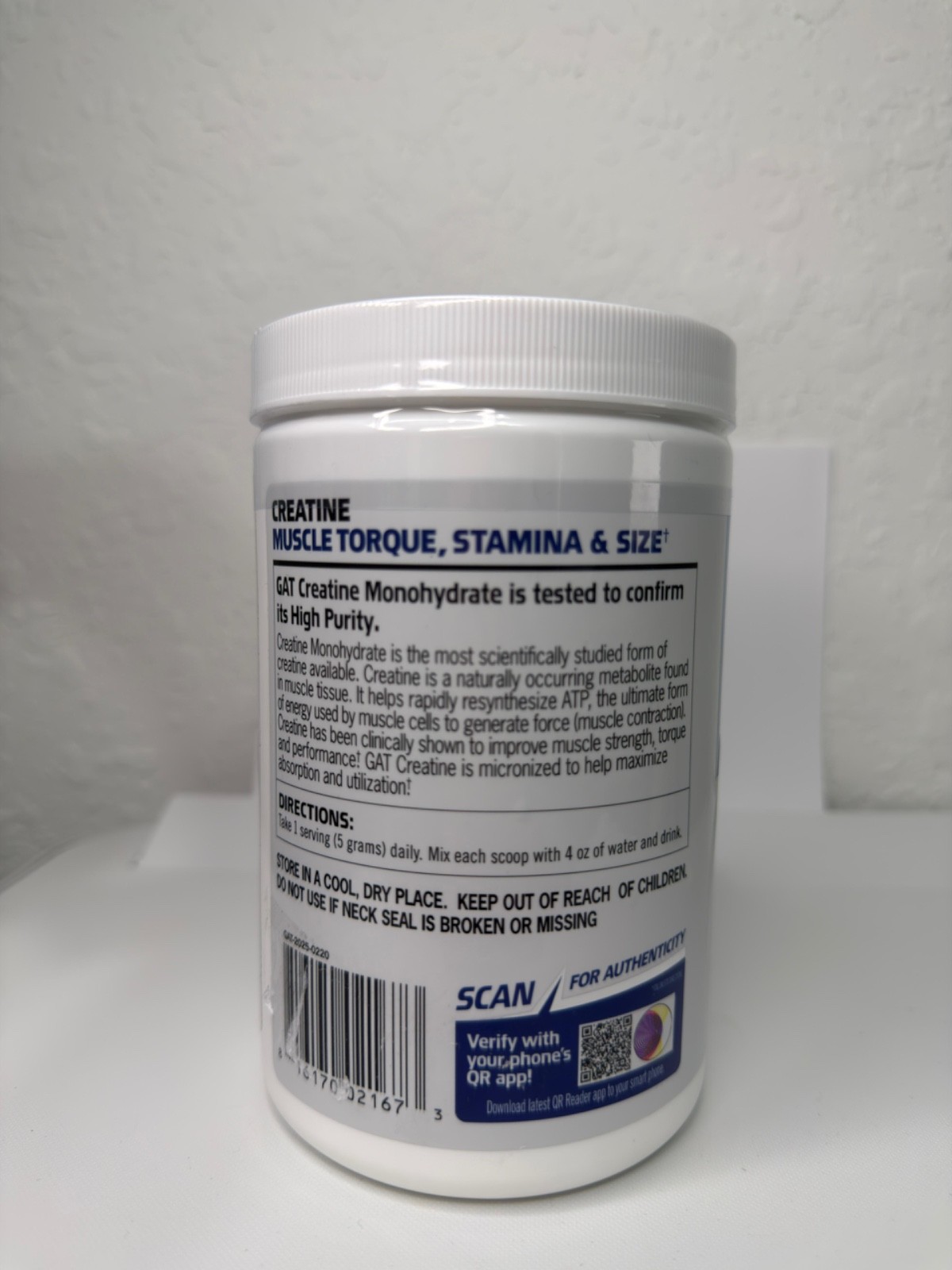 GAT SPORT CREATINEMONOHYDRATE 60 SERV 300GR UNFLAVOR