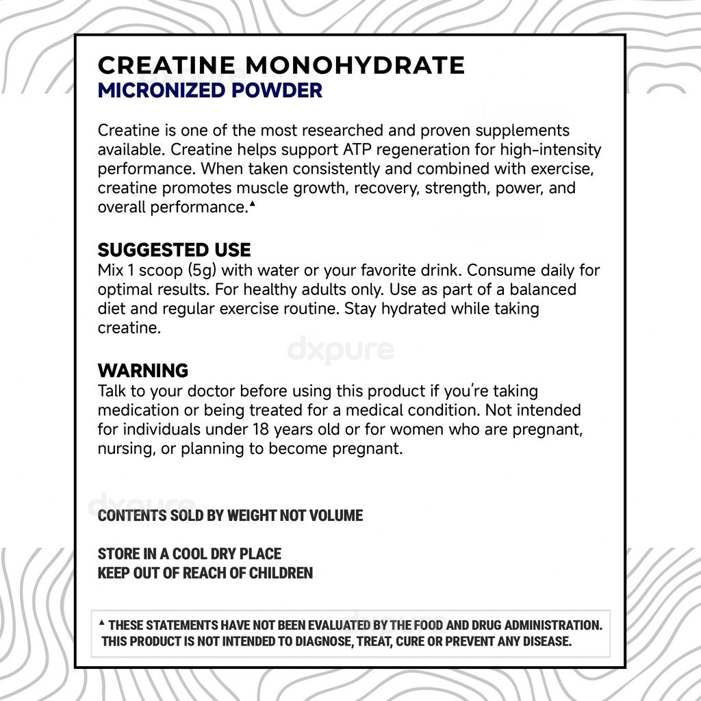 Creatine Monohydrate Micronized Powder 500G – 100 Servings – Unflavored