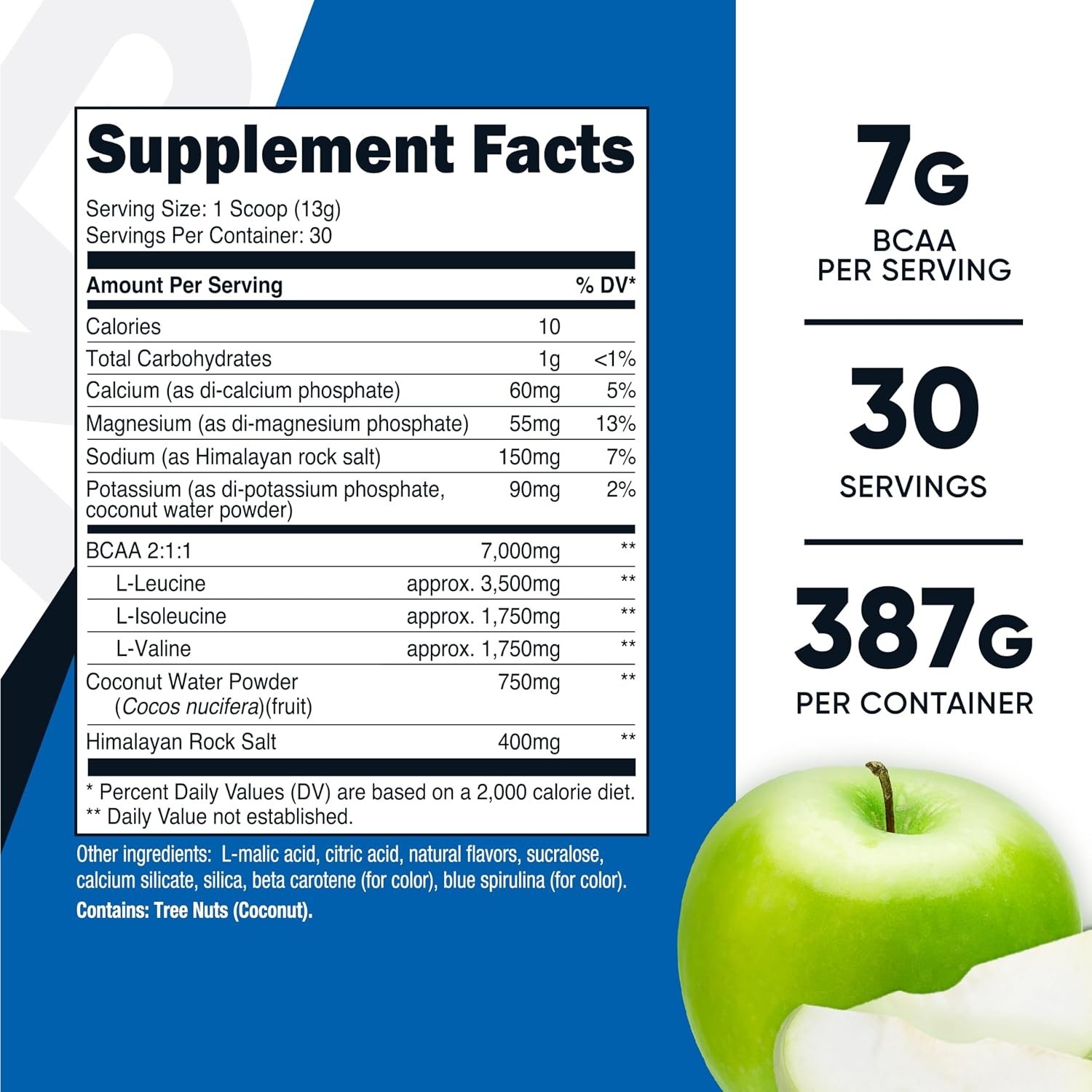 Nutricost BCAA+ Hydration Powder (Green Apple) 30 Servings