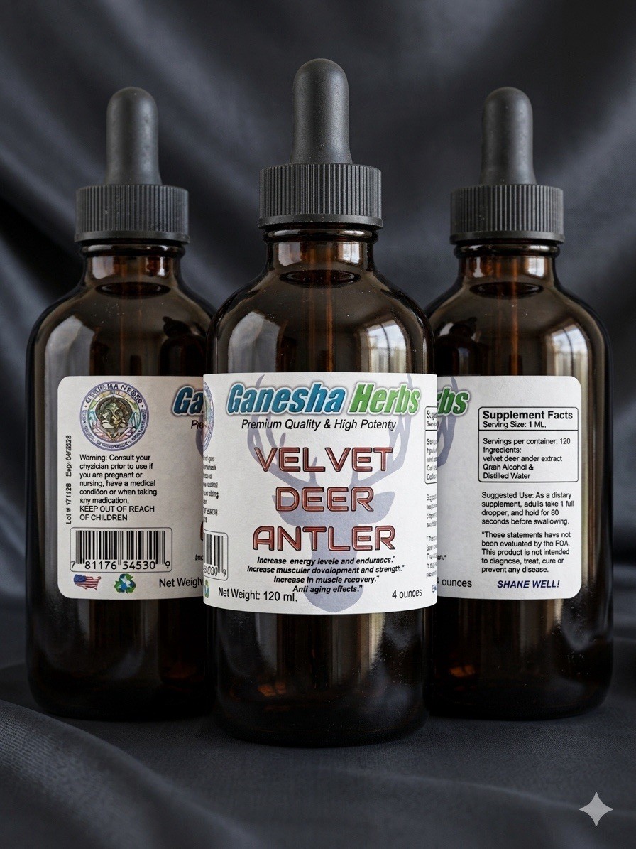 VELVET DEER ANTLER 20:1 LIQUID EXTRACT TINCTURE 2 oz. MAXIMUM STRENGTH!!