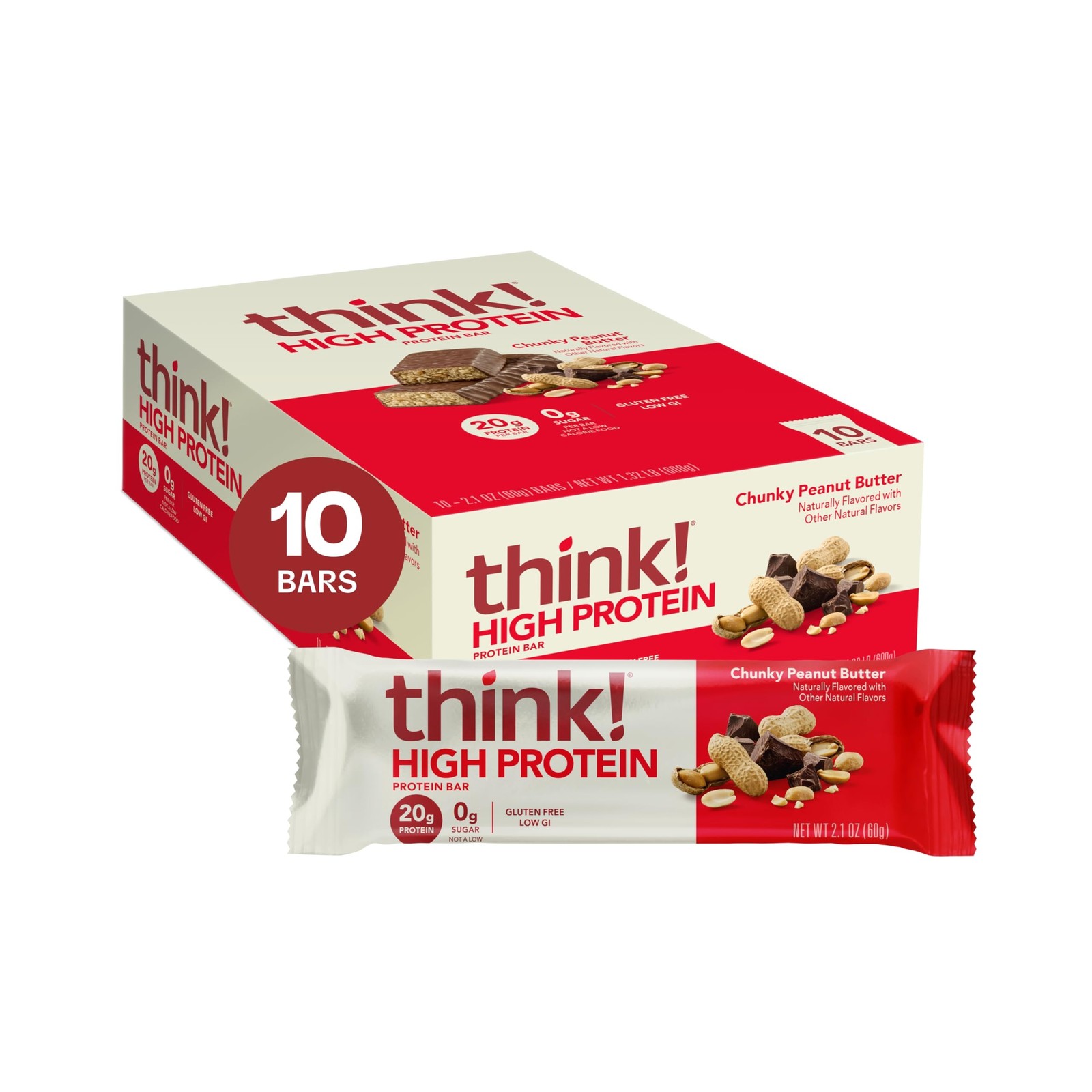 think! Protein Bars, High Protein Snacks, Gluten Free, Kosher Friendly, Chunk…