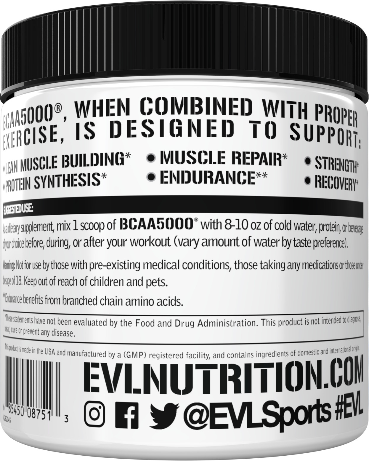 Evlution Nutrition BCAA 5000 – Stim Free Pre Workout – Amino Acid – 60 Servings