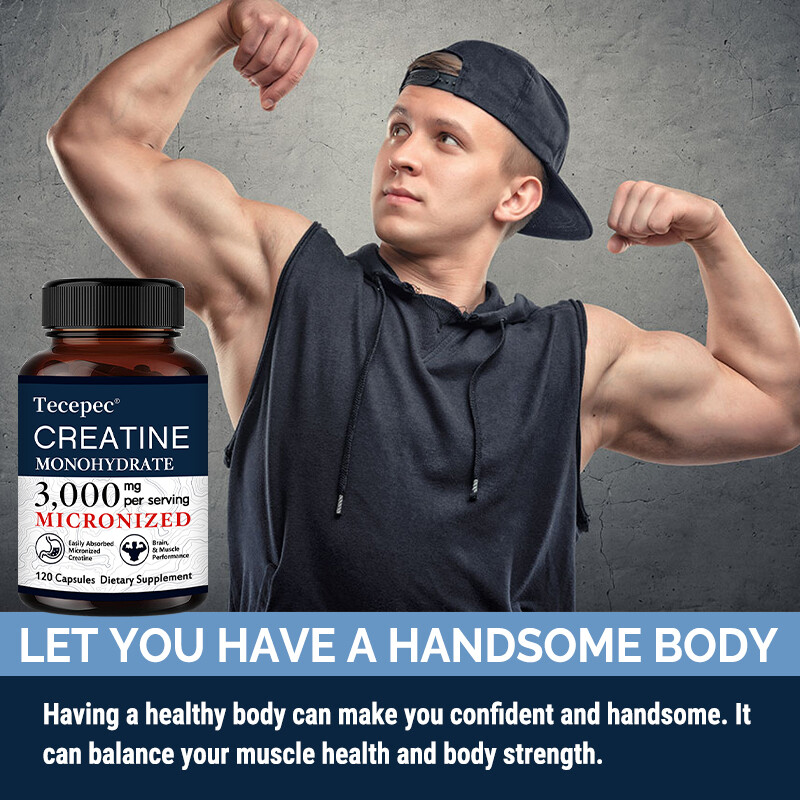 3g Creatine Monohydratea Capsules – Support Strength Muscle Booster 30/60/120ct