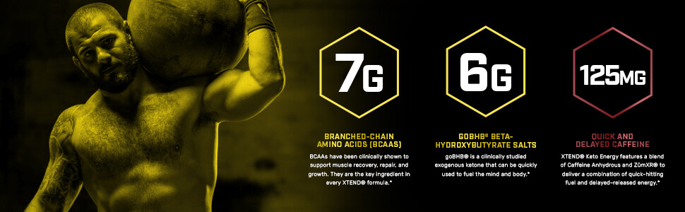 XTEND Keto ENERGY | 6g goBHB 7g BCAA | Amino Acids 20 Servings