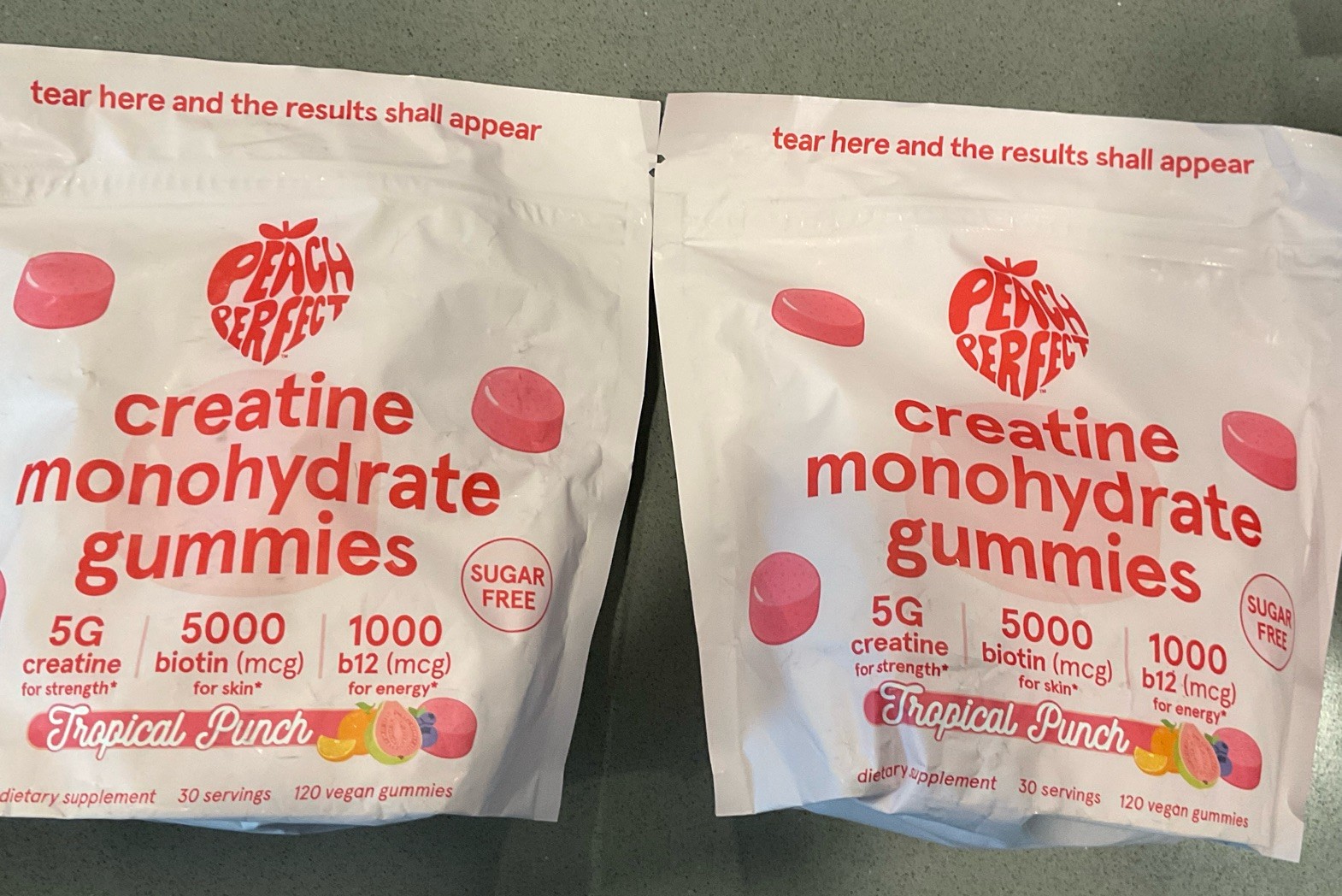 Lot Of 2 Peach Perfect Creatine MonohydrateGummies, Exp 7/27, 5g Vegan
