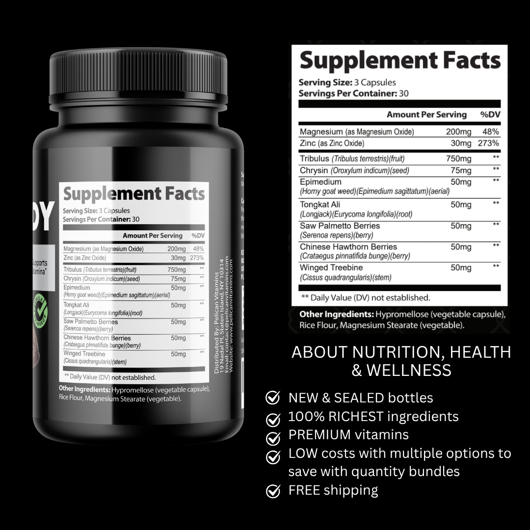 Grow Body- Bodybuilding & Men’s Health Support- 4 Bottles- 360 Capsules