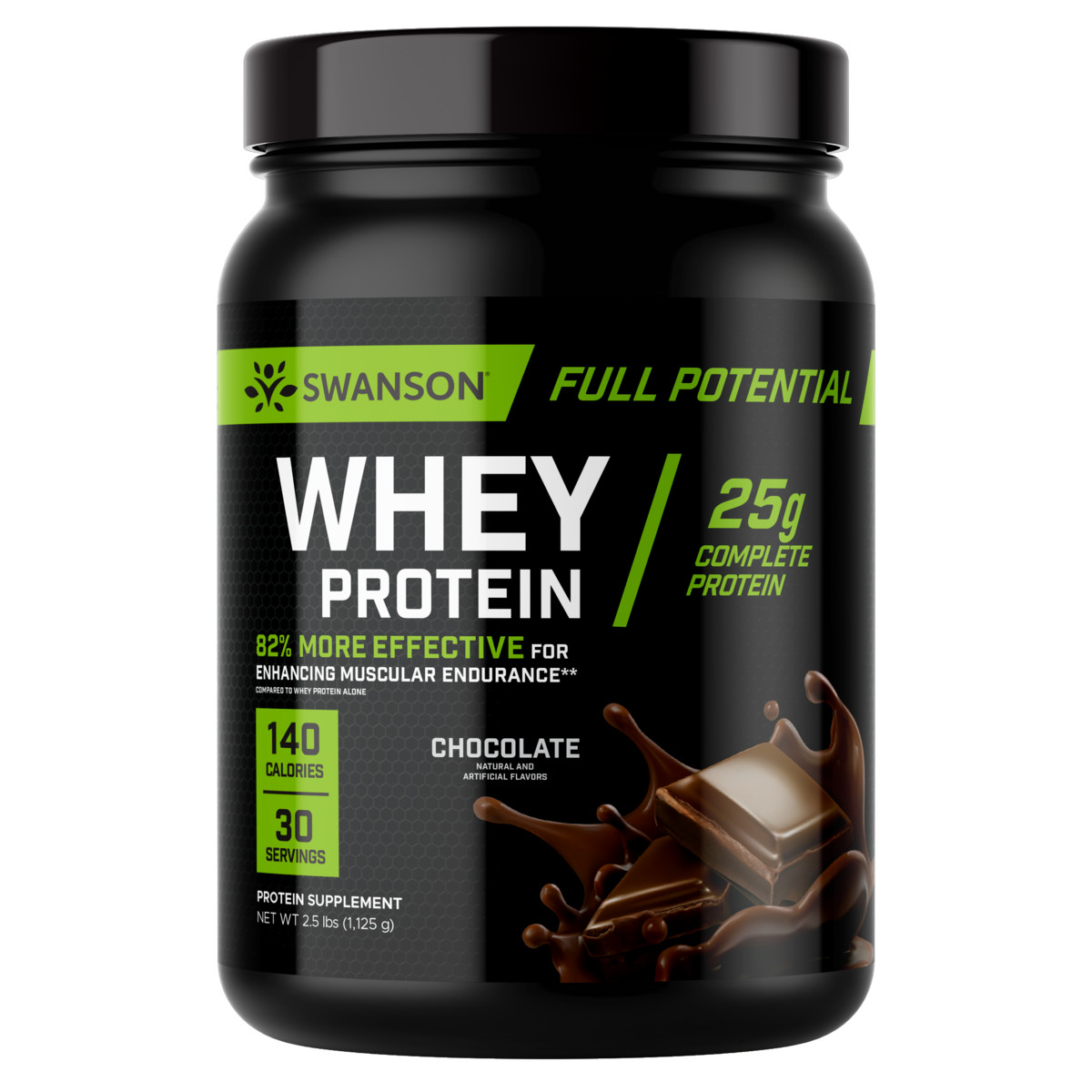 Swanson Full Potential Whey Protein – Chocolate 25 g protein 2.5 lbs Pwdr