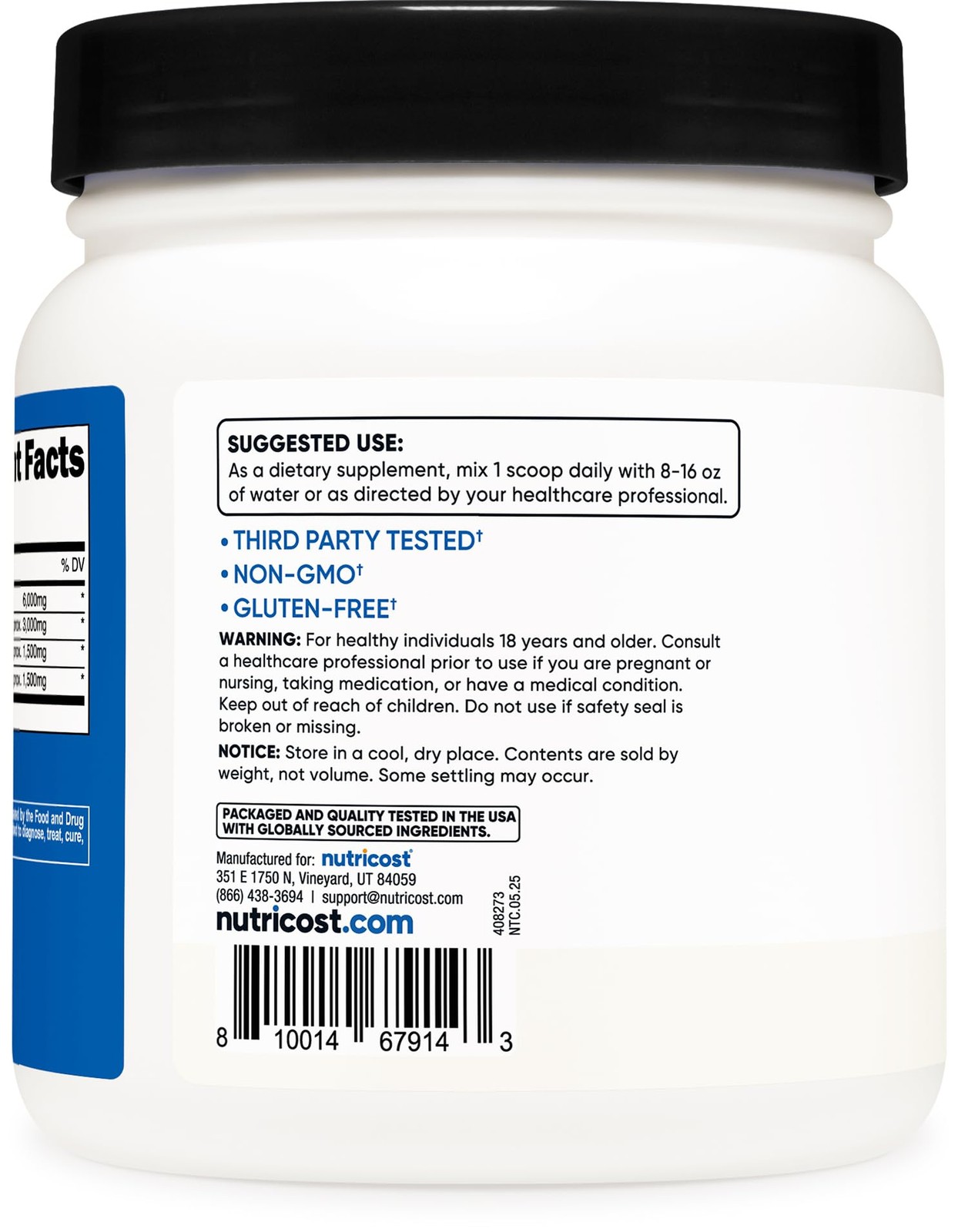 Nutricost BCAA Powder 2:1:1 (90 Servings, No 1.2 Pound (Pack of 1), Red