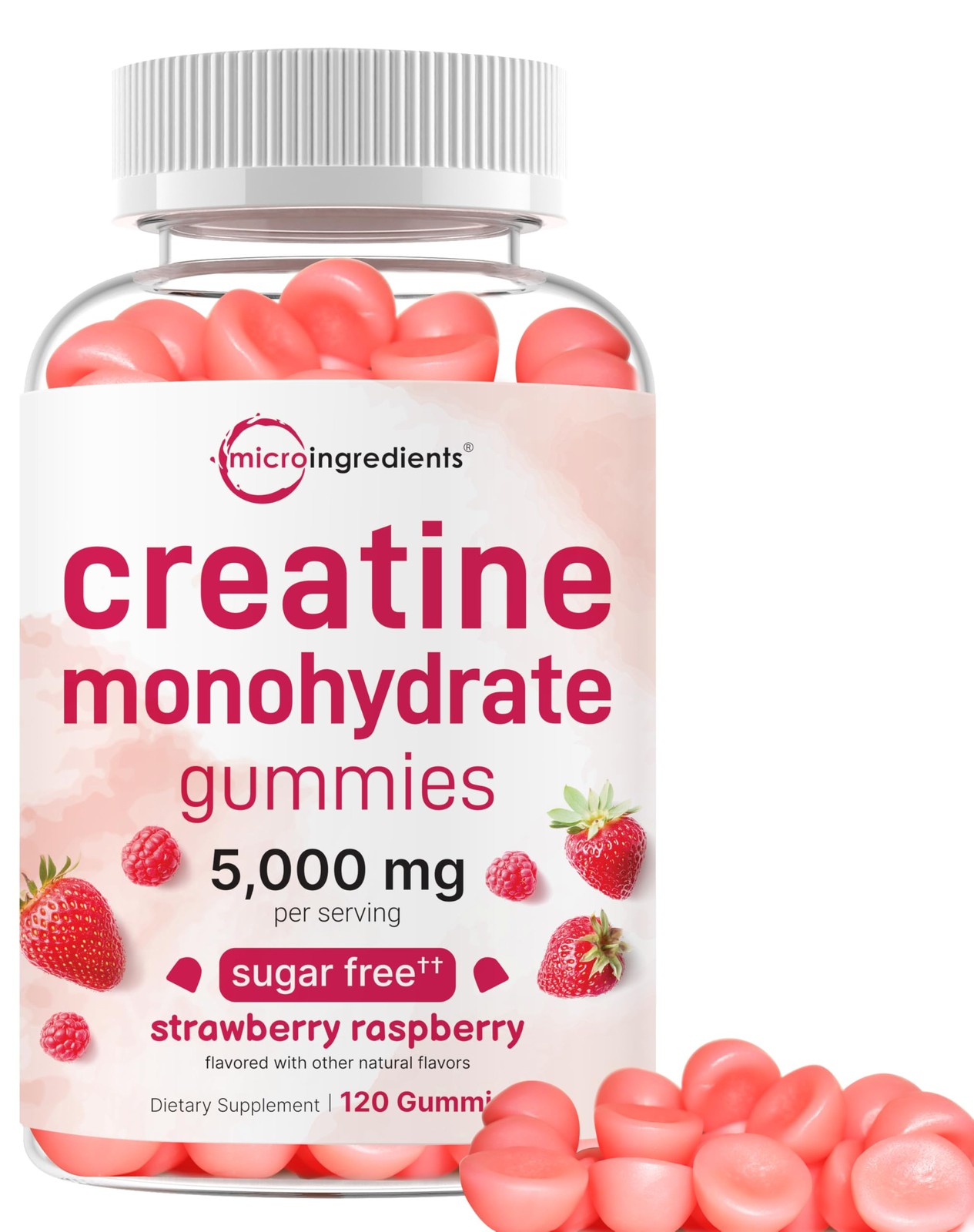 Creatine Monohydrate Gummies 5,000mg Per Serving, 120 Count | Sugar Free Stra…