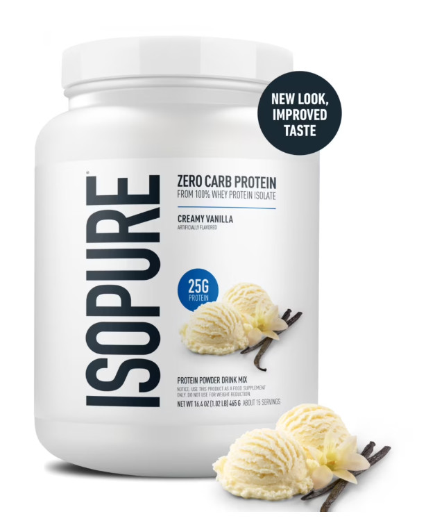Isopure Zero Carb 100% Whey Protein Isolate Vanilla Protein Powder, 25g, 15 Serv
