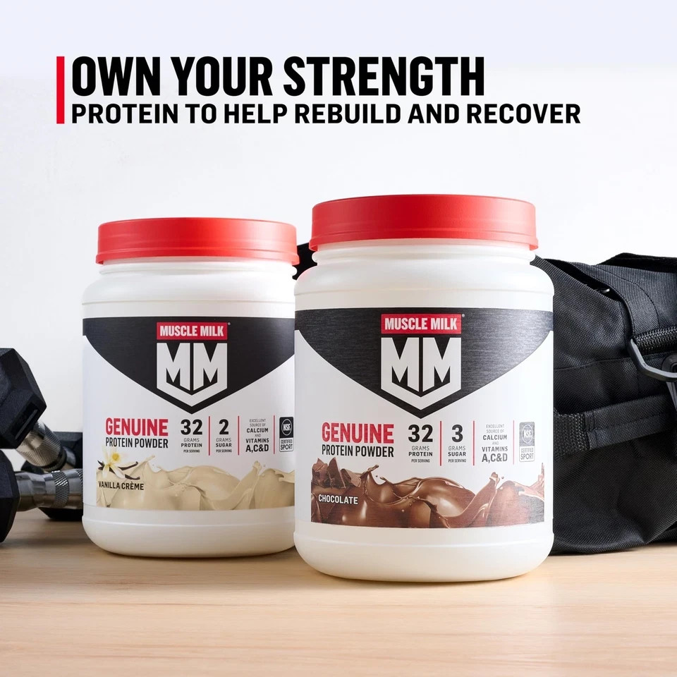 Muscle Milk Genuine Protein Powder, Vanilla Crème, 1.93 Pounds, 12 Servings, 32g