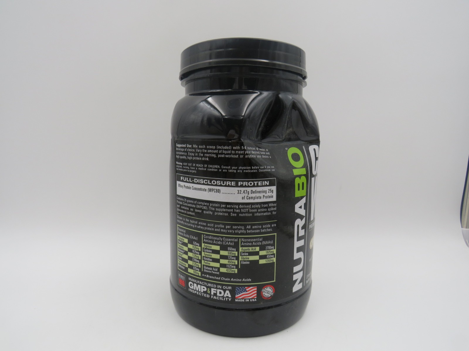 NutraBio Classic Whey Protein Powder 25G of Protein Per Scoop EXP 01/28