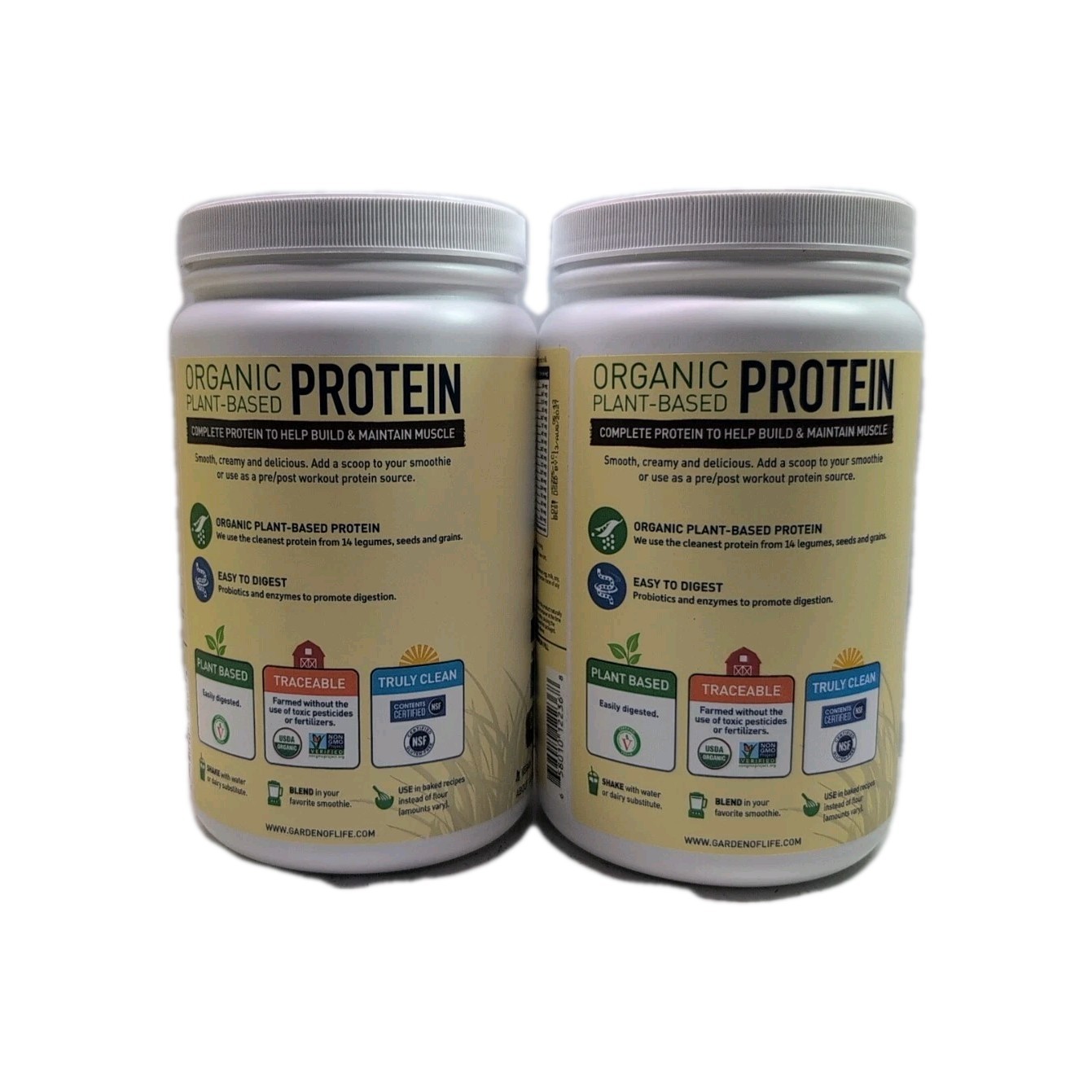 (2) Garden of Life Organic Protein Plant Based Powder CHOCOLATE, 20 oz, 08/13/27