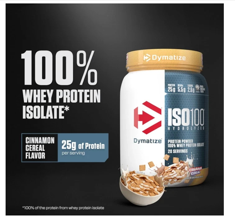 Dymatize ISO100 Whey Isolate Cinnamon Cereal 20 Servings 25g Protein