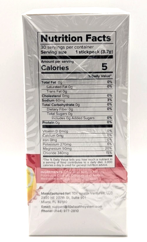 10X Health Electrolyte Drink Mix, 30 Packets, Strawberry Lemonade, Exp. 2/27