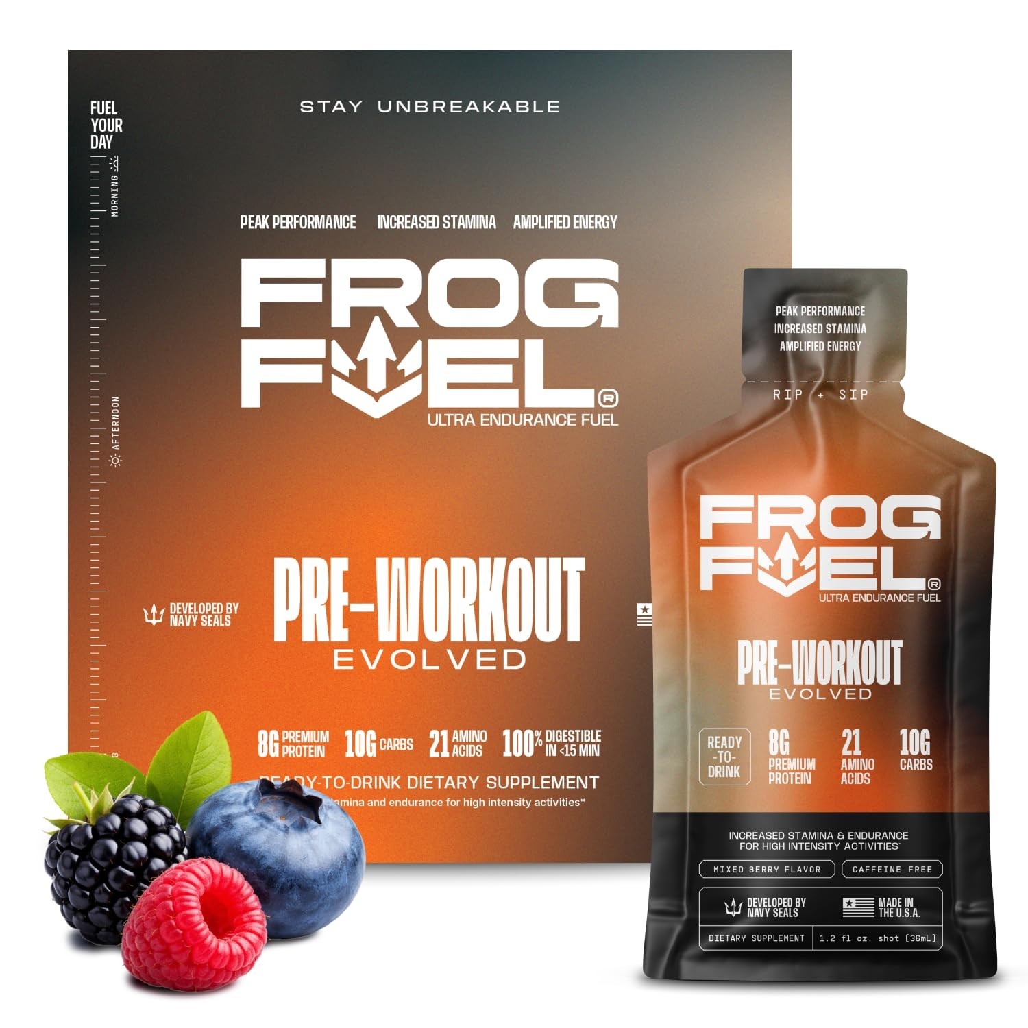 Frog Fuel Ultra Energy Gel – Pre Workout Shot with 1.2 Fl Oz (Pack of 24)