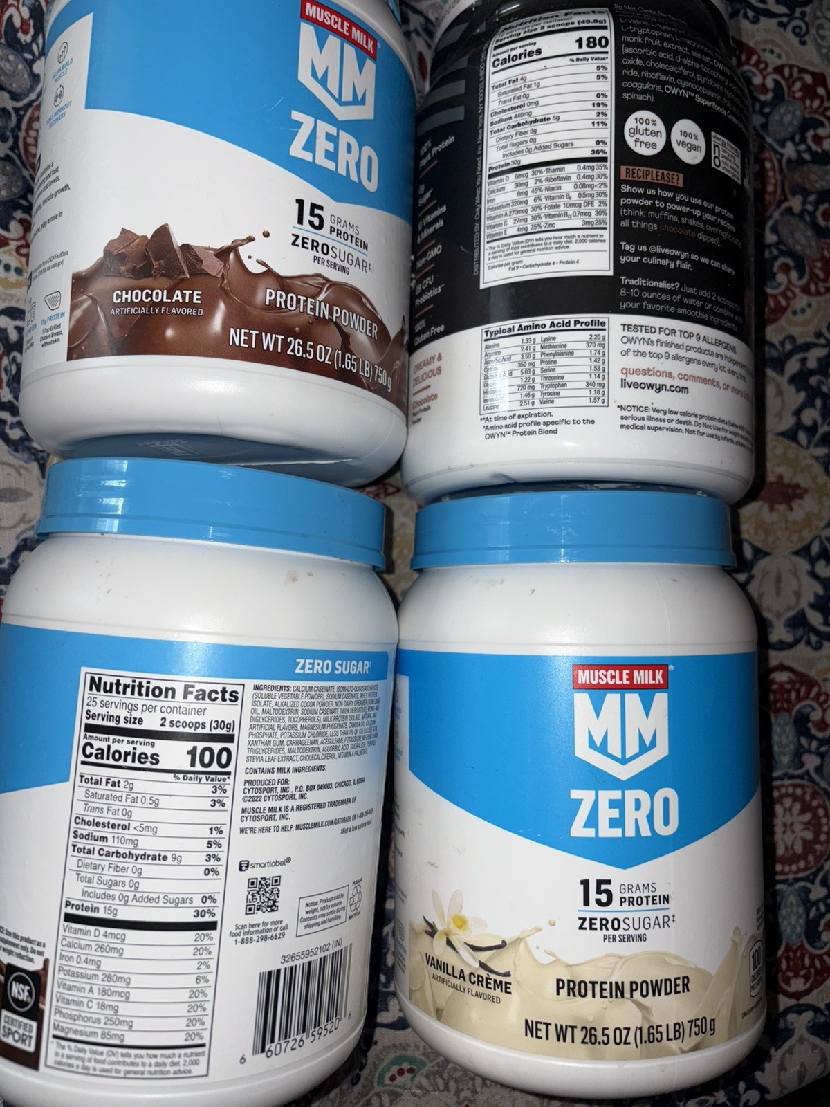 Muscle Milk Zero, 100 Calorie Protein Powder, x3 Chocolate, x1 Vanilla Exp 03/26