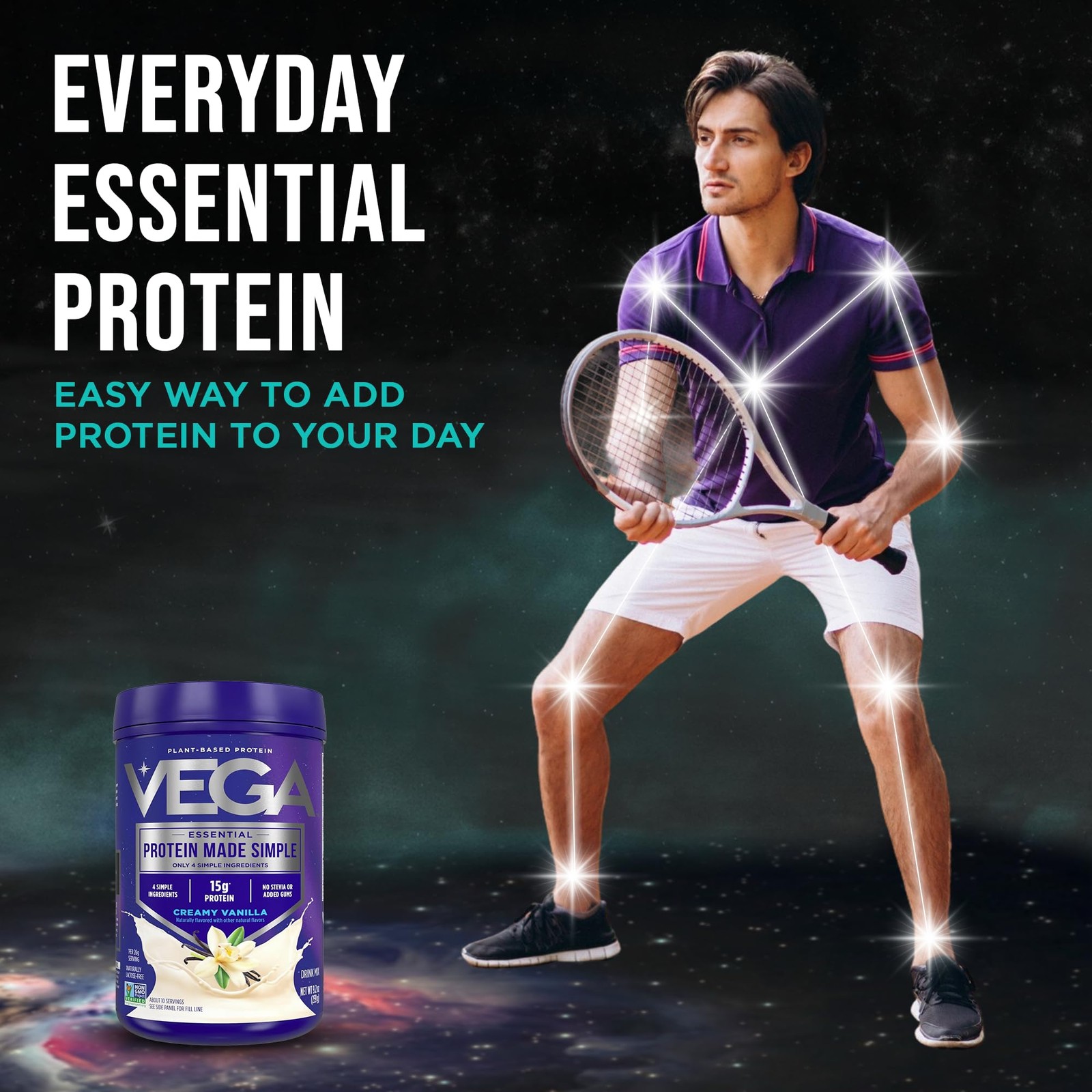 Vega Protein Made Simple Plant-Based Vanilla 9.2 Ounce (Pack of 1),