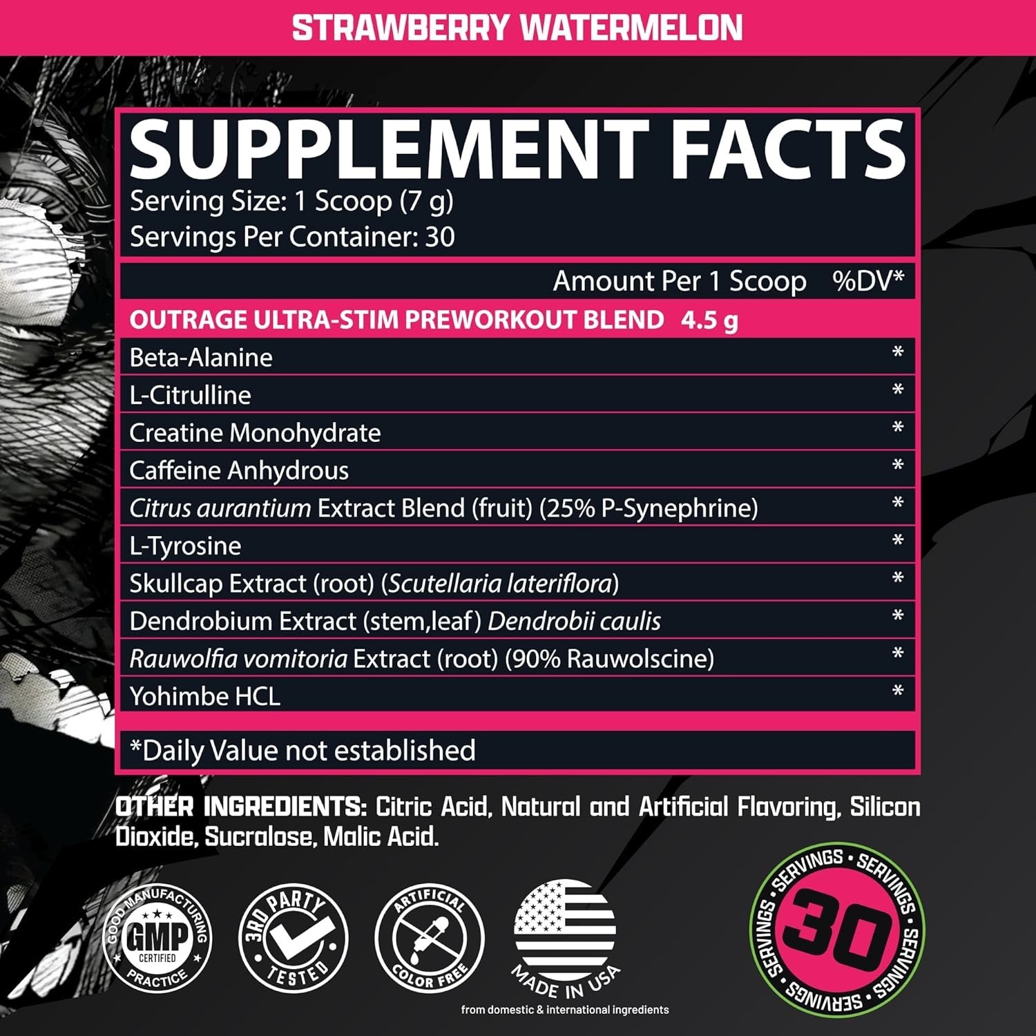 Outrage Ultra HIGH STIM Pre-Workout Powder for Men | 400mg Caffeine, L-Citrul