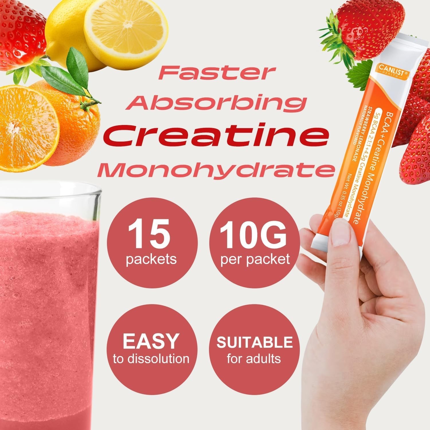 Delicious Strawberry Lemonade Micronized Creatine Powder – & Gluten-Free