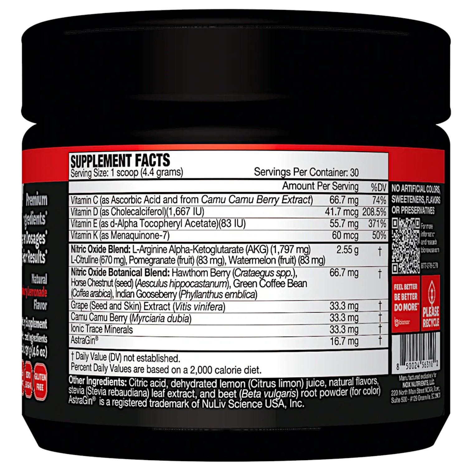 Bionox Ultimate Nitric Oxide, w/AstraGin Ginseng, Raspberry Lemonade,4.6Oz