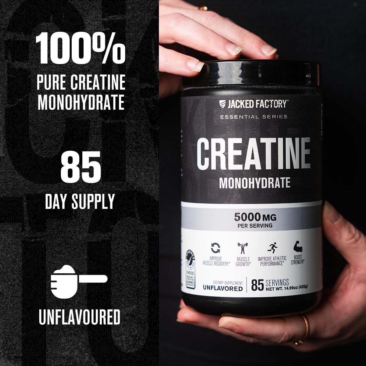 Jacked Factory Creatine Monohydrate Powder 85 Servings (Pack of 1), No Color