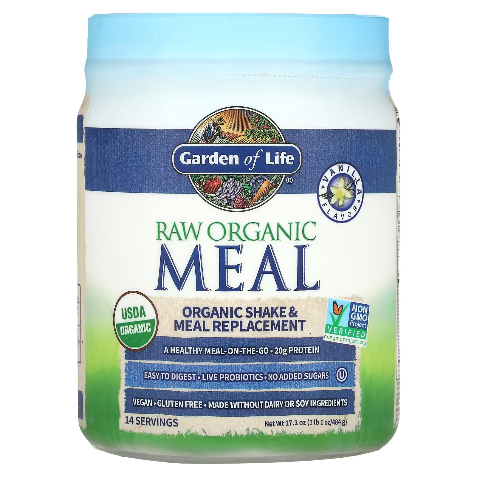 2 X Garden of Life, RAW Organic Meal Replacement Shake, Vanilla, 18.52 oz (525