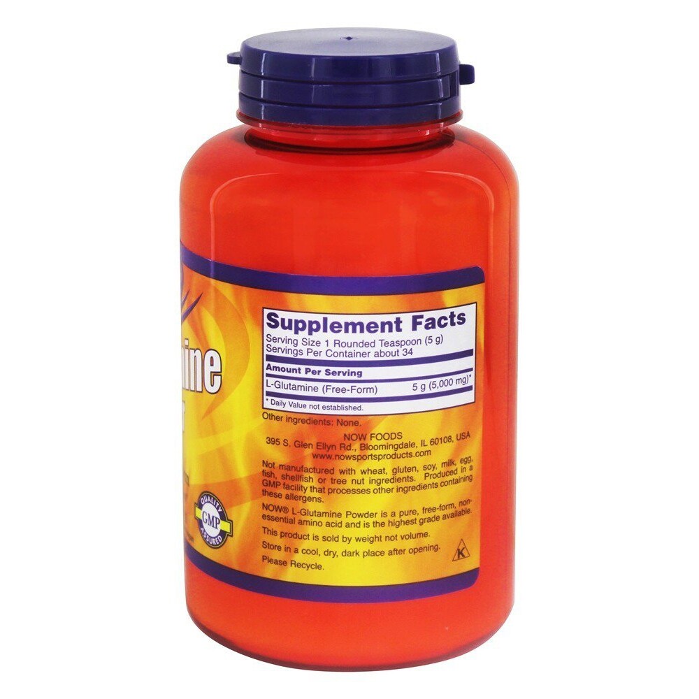 NOW Foods L-Glutamine Powder 100% Pure, Free Form (170 g) 750 mg. – 6 Ounces