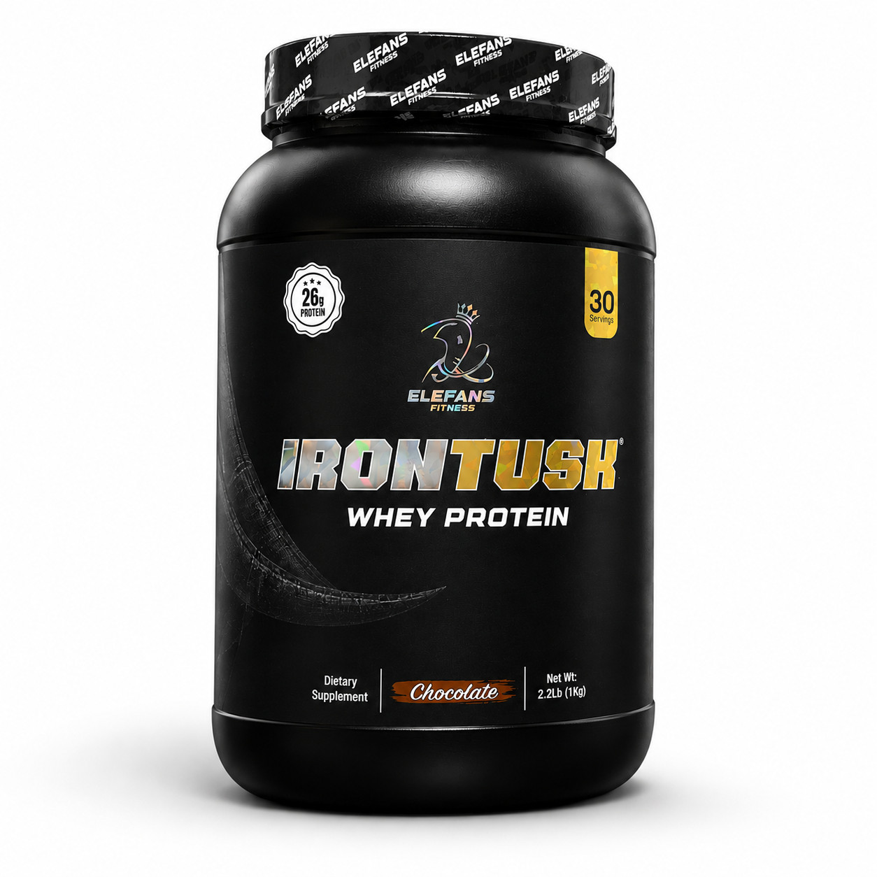 Elefans IRONTUSK Whey Protein Chocolate 2lb 26g Protein 30 Servings BCAA