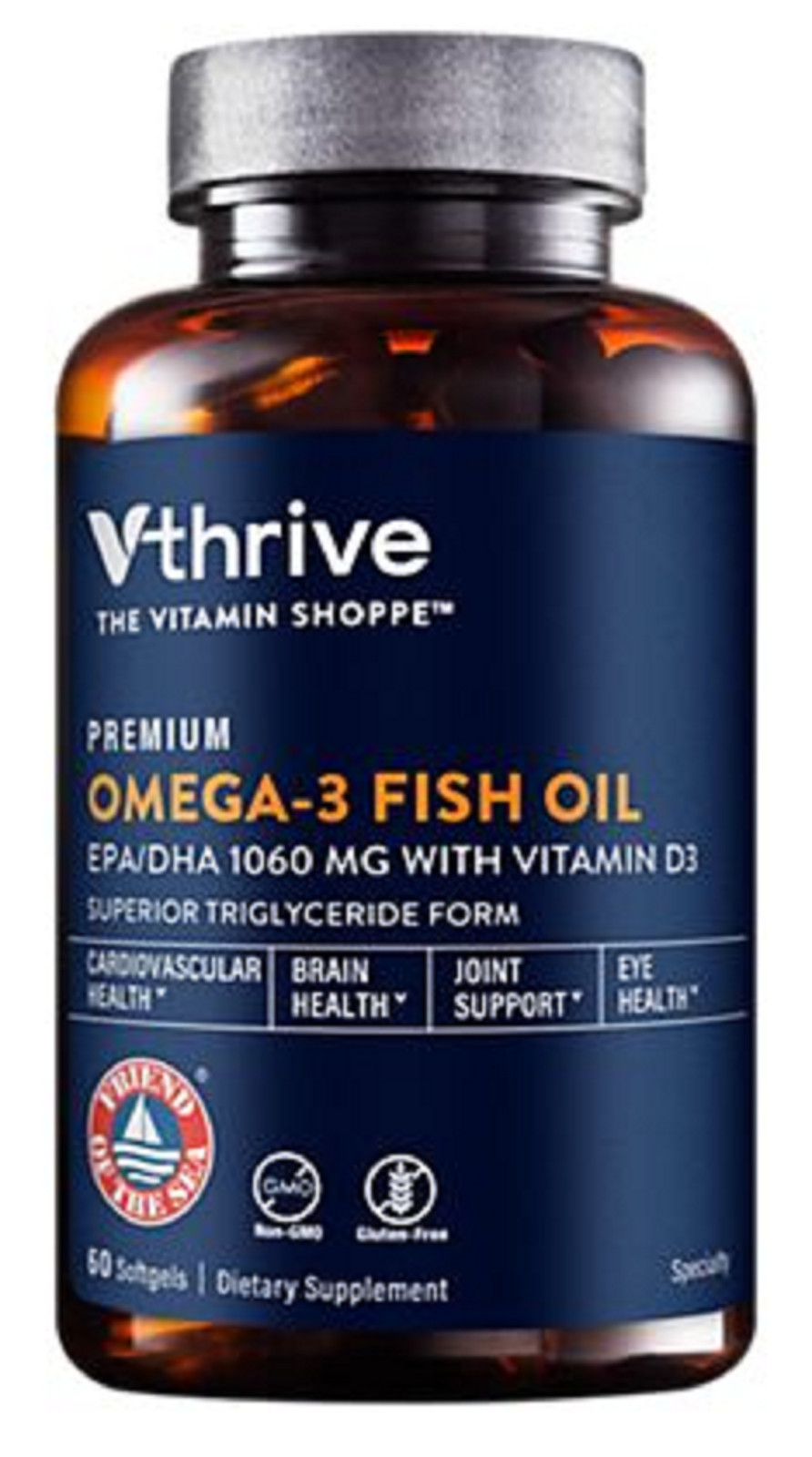 High-Quality Omega-3 Fish Oil with Vitamin D3 – 1,060 EPA/DHA (60 Softgels)