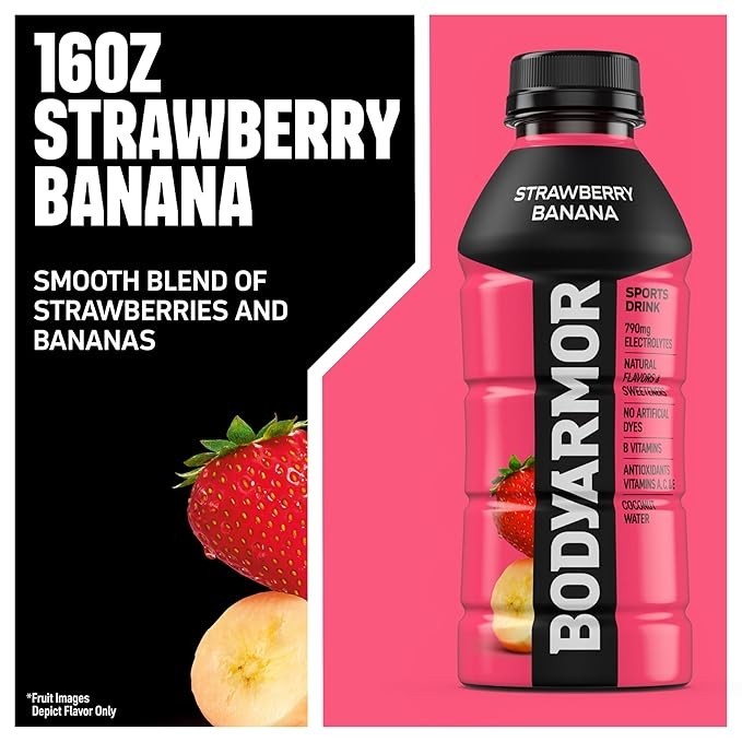 BODYARMOR Sports Drink Strawberry Banana Electrolyte Drink 16oz Bottles Pack of