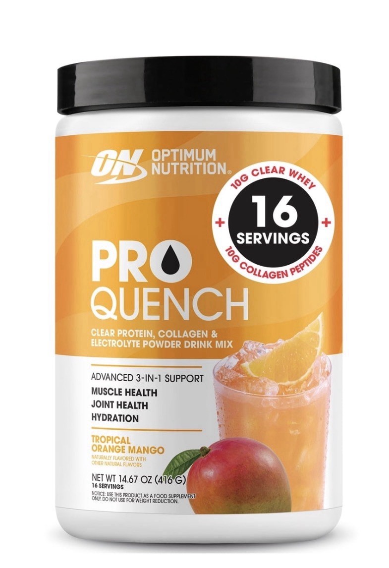 Optimum Nutrition Pro Quench,Tropical Orange Mango Protein Drink Mix,16 servings