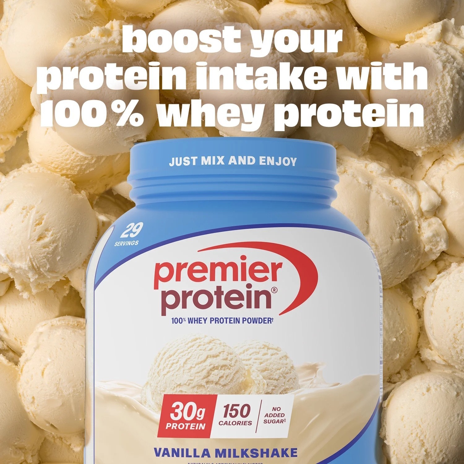 Premier Protein 100% Whey Protein Powder, Vanilla Milkshake, 30g Protein, 29 Ser