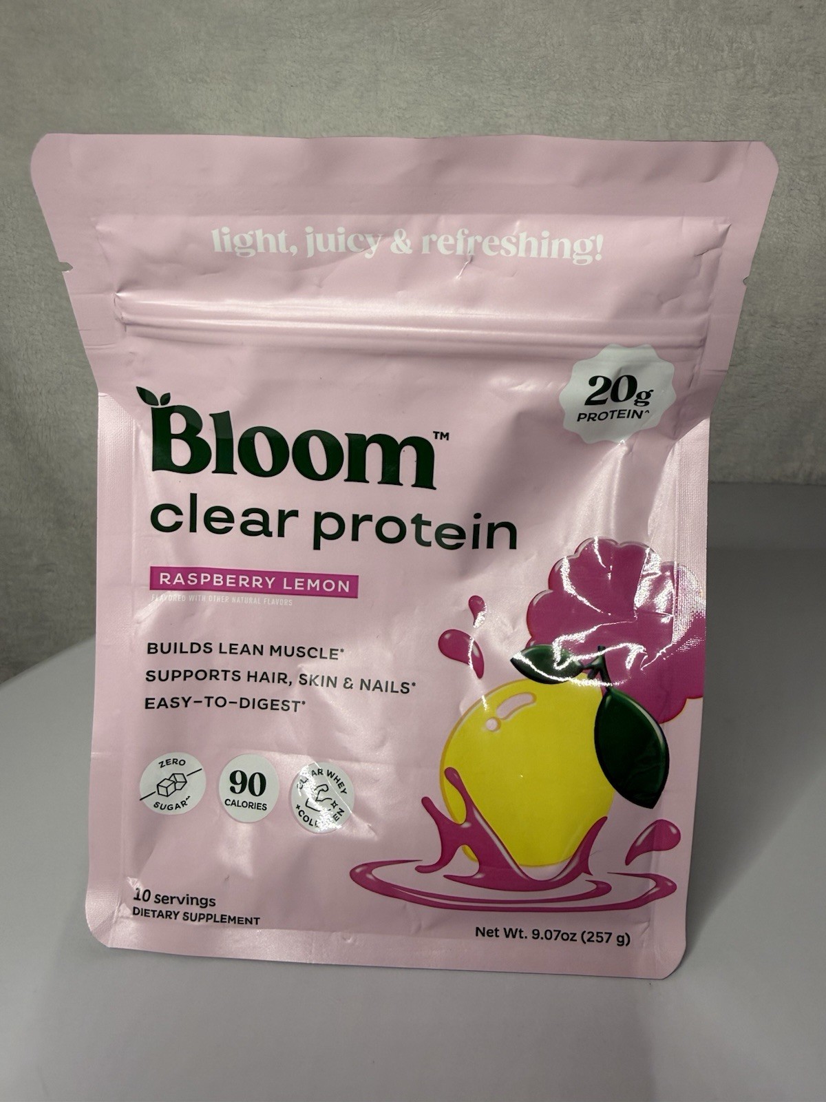 Bloom Clear Protein Powder Raspberry Lemon Whey + Collagen 9.71oz