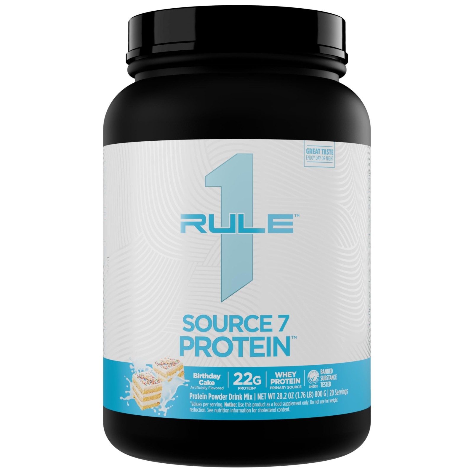 Rule One Source7 Protein Whey Isolate Muscle Recovery – Birthday Cake