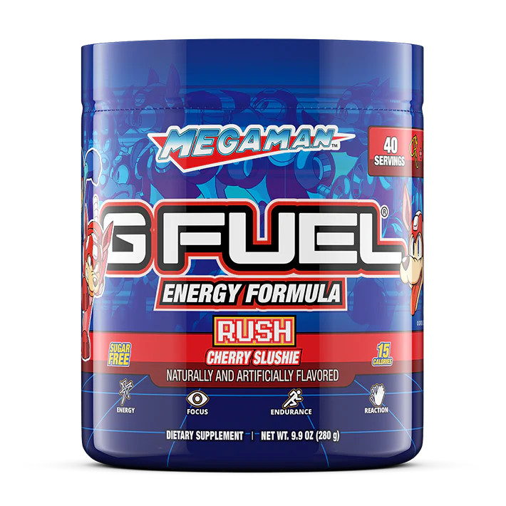 G Fuel Mega Man Rush Icy Cherry Slushie Tub Energy Formula 40 Servings Slushy