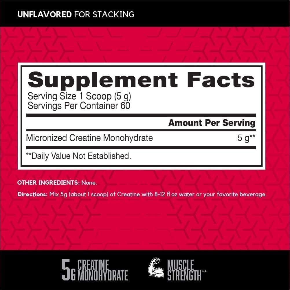 BSN Micronized Creatine Monohydrate Powder, Unflavored Creatine Powder, Microniz