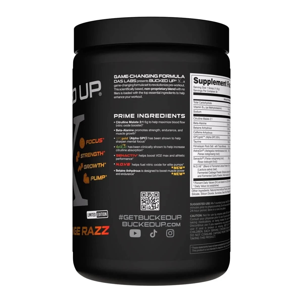 BUCKED UP PRE-WORKOUT X 10 YEAR ANNIVERSARY EDITION 30 Servings PUMP FOCUS