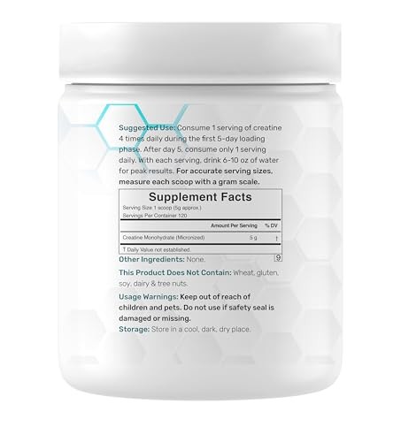 Creatine Monohydrate Powder 5g 120 Servings Micronized Unflavored