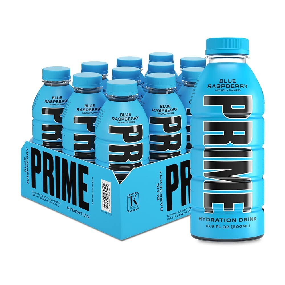 PRIME Hydration – Electrolytes Enhanced Drink – Blue Raspberry, 16.9oz (12 Pack)