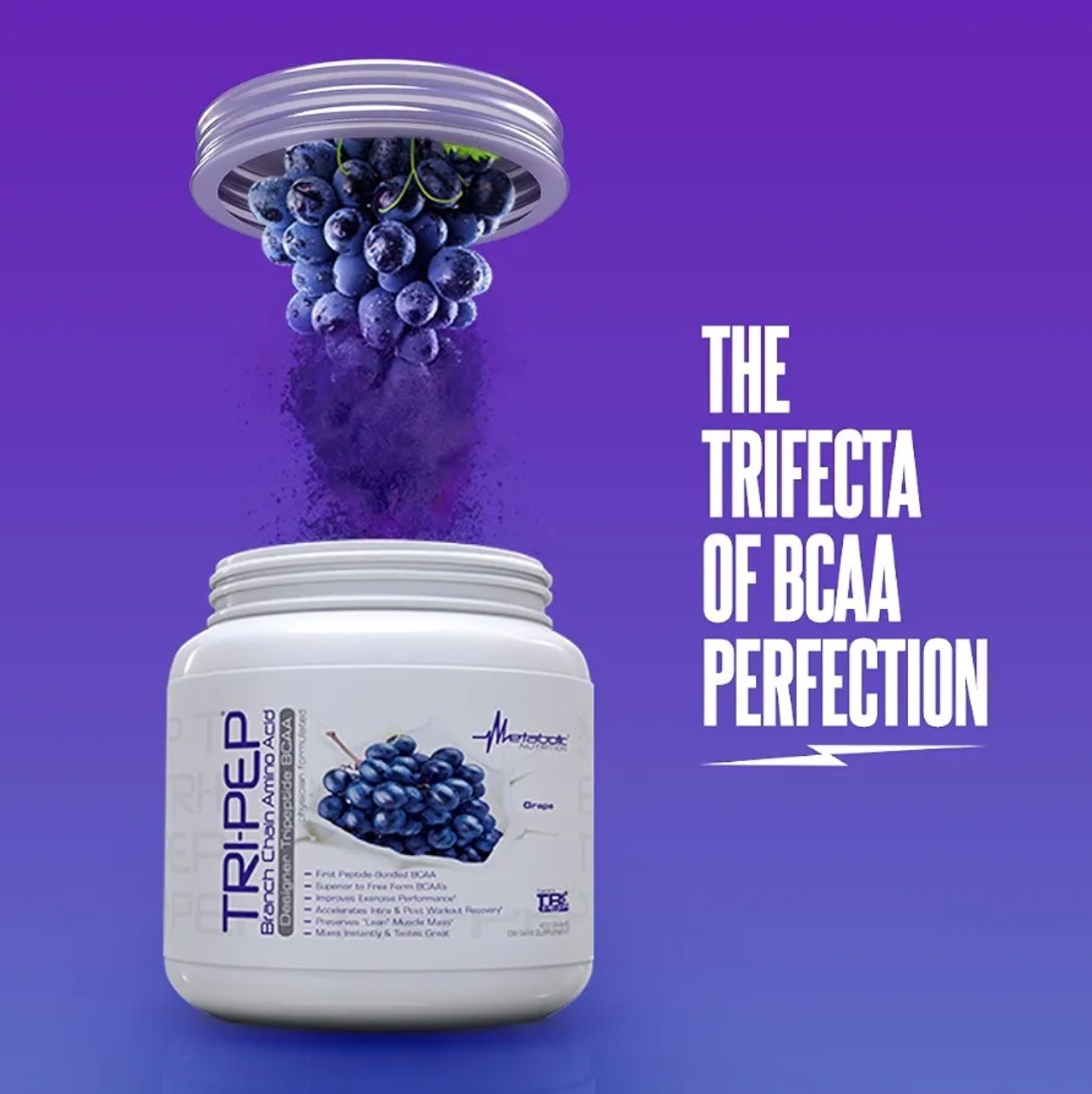 Metabolic Nutrition TRI-PEP BCAA 15oz Size (40 Serv) Natural Lemon BEST BY 11/26