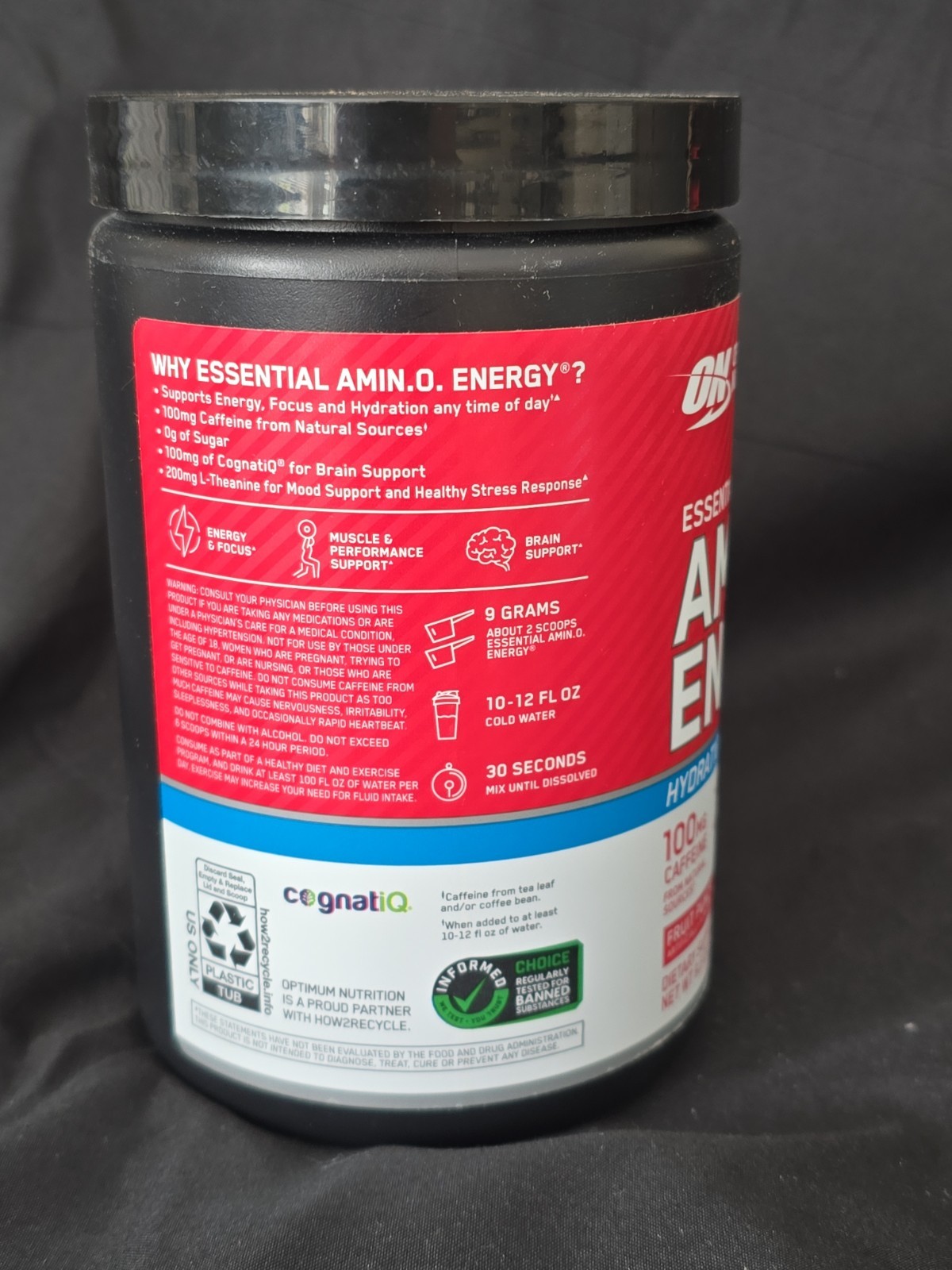 Enhanced Amino Energy & Focus Powder 30 Servings 9.5oz Fruit Punch Exp. 09/2027