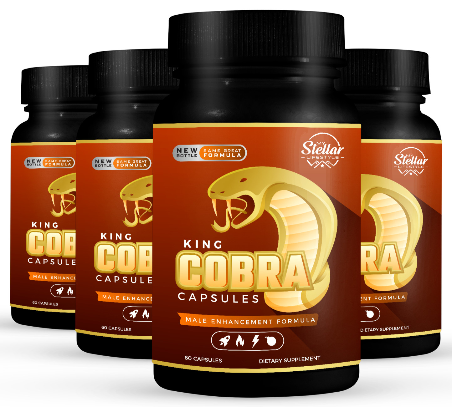 4 Pack King Cobra Capsules for Men-New Improved Formula-60 Capsules x4