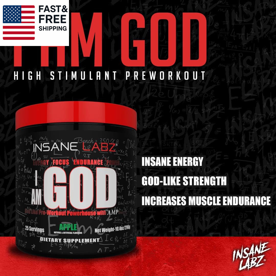I Am God Pre Workout, High Stim Pre Workout Powder Loaded with Creatine and DMAE