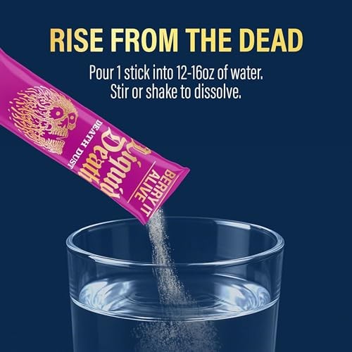 Liquid Death Electrolyte Death Dust, Berry It Alive, Cherry Obituary &