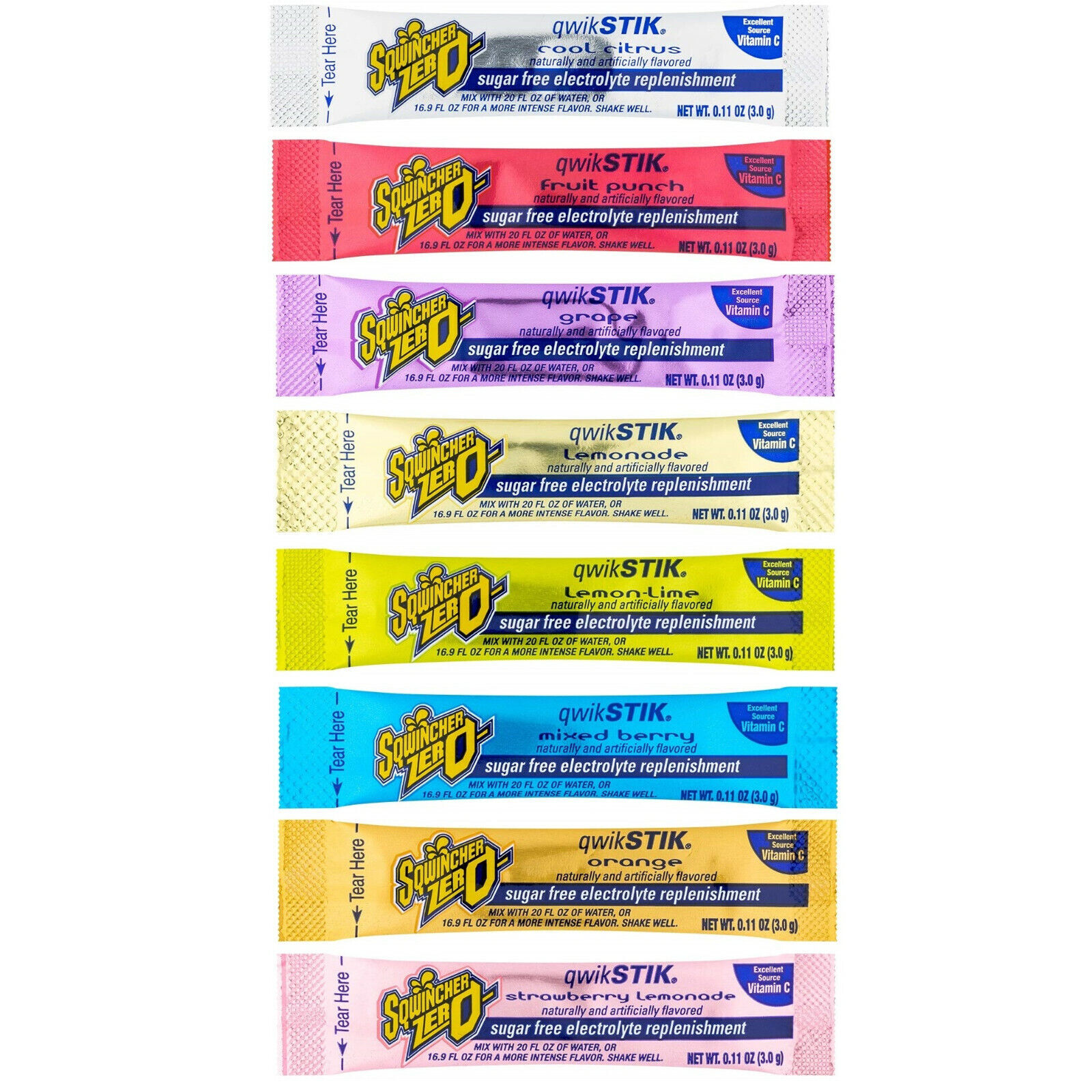 Sqwincher Qwik Stik Sugar Free Electrolyte Powdered Mix Hydration Sticks 50 PK