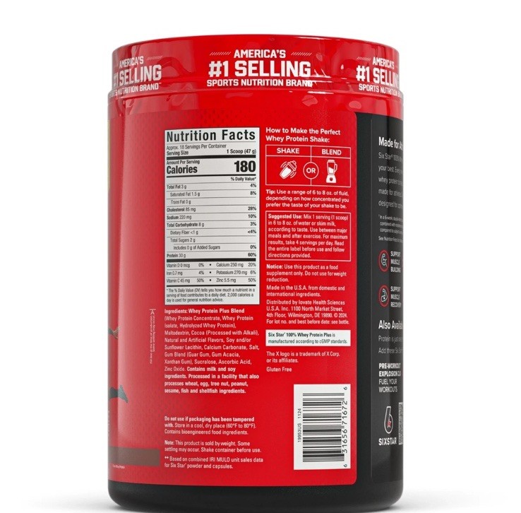 LOT of (2) Six Star Pro Nutrition 100% Whey Protein Powder Plus, 30G Protein